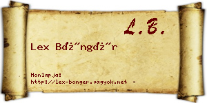 Lex Böngér névjegykártya